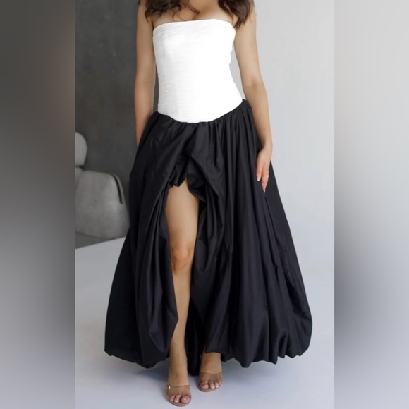 AJE Violette bubble hem maxi dress -Elegant Black Maxi Skirt